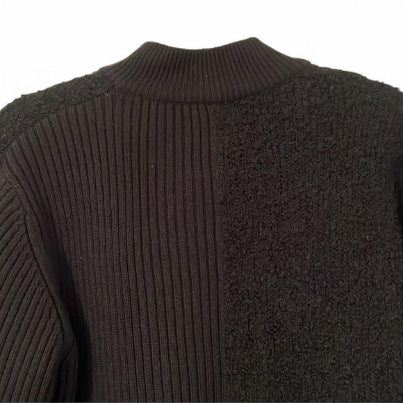 Vintage Chico’s Wool Blend Ribbed & Bouclé Zip Cardigan Sweater Black XL - Picture 5 of 9